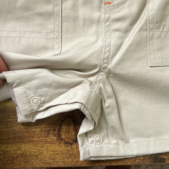 A Little Angel Khaki Overalls With Bucket Hat & Stripes Undershirt - Picture 5 of 13